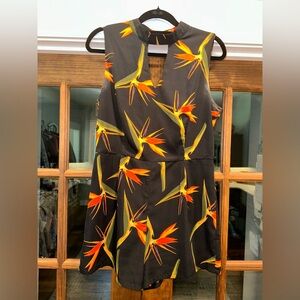 J.O.A. Black Size Large Womens‎ Tropical Floral Sleeveless Romper